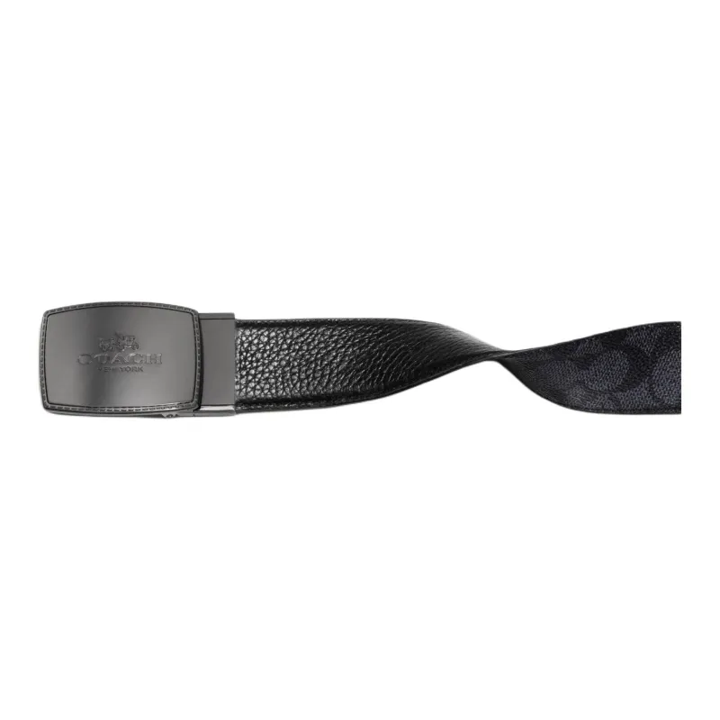 COACH Coated Canvas, Genuine Leather Belts Men's Black 3.8CM-1
