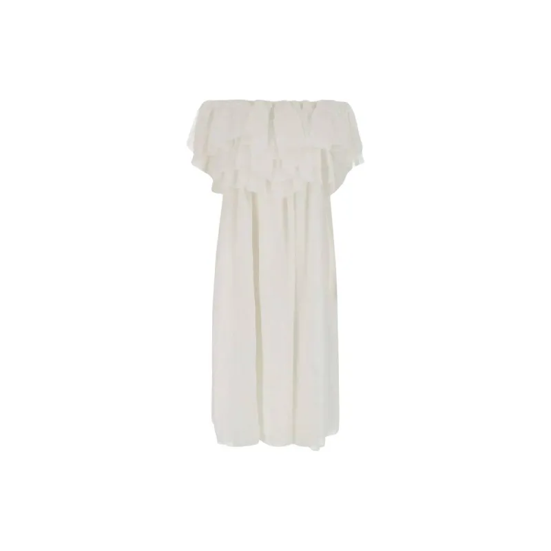 Chloé Ruffled Off-shoulder Midi Dress-1