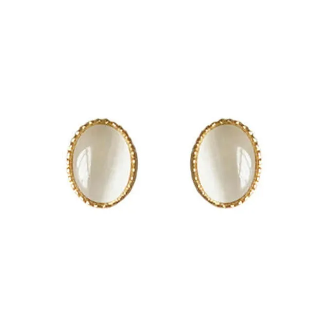 Yiru Glass Cat Eye Stud Earrings Women's-0