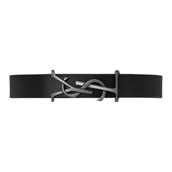 SAINT LAURENT Leather Metal Calfskin Bracelets Men's Black