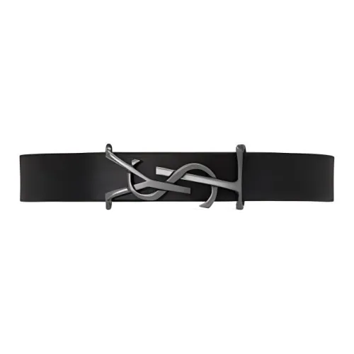 SAINT LAURENT Leather Metal Calfskin Bracelets Men's Black