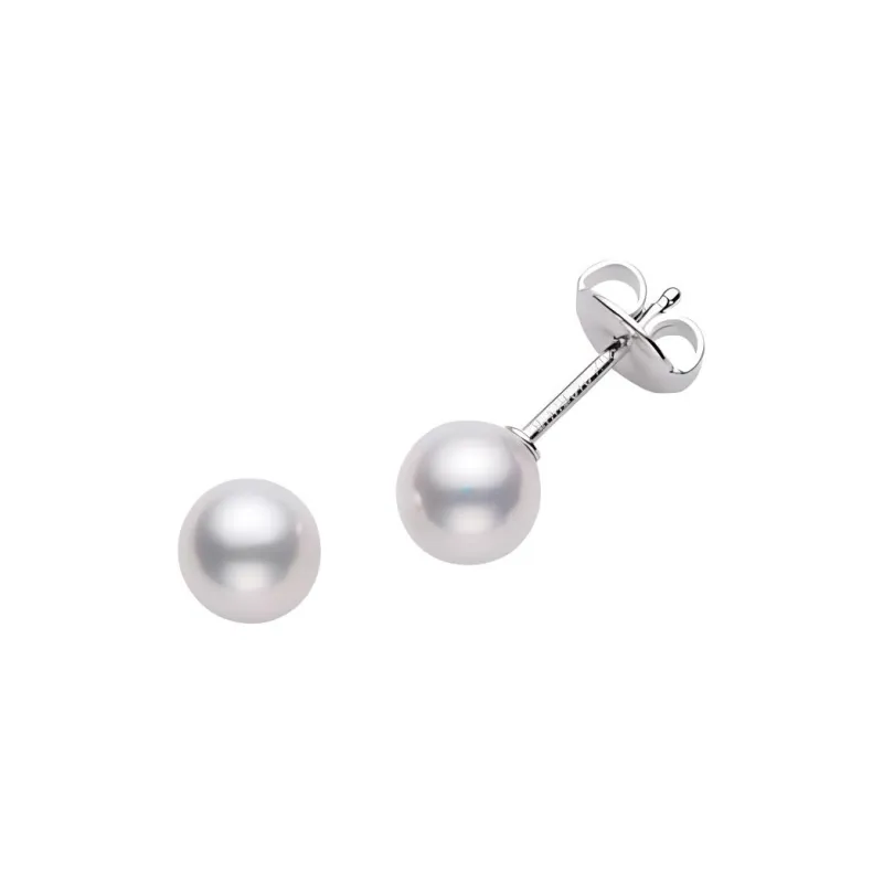 MIKIMOTO Pearl Stud Earrings Women's White-0