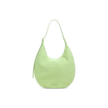 CHARLES&KEITH PU Laminated Textile Shoulder Bag Large Size Women's Frosted White/Zesty Green