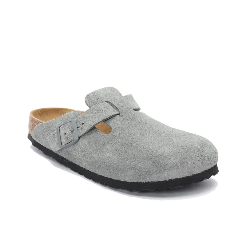Birkenstock Boston Wrap-toe Slippers Unisex Gray Narrow Fit-1