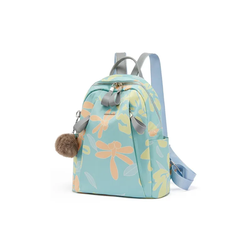 RED DRAGONFLY Fabric Backpack Regular Unisex Light Blue-1