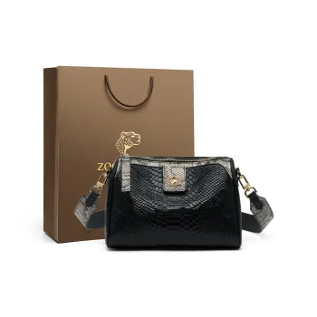 ZOOLER Top Grain Cow Leather Shoulder Bag, Crossbody Bag Women's Ecru/Midnight Black