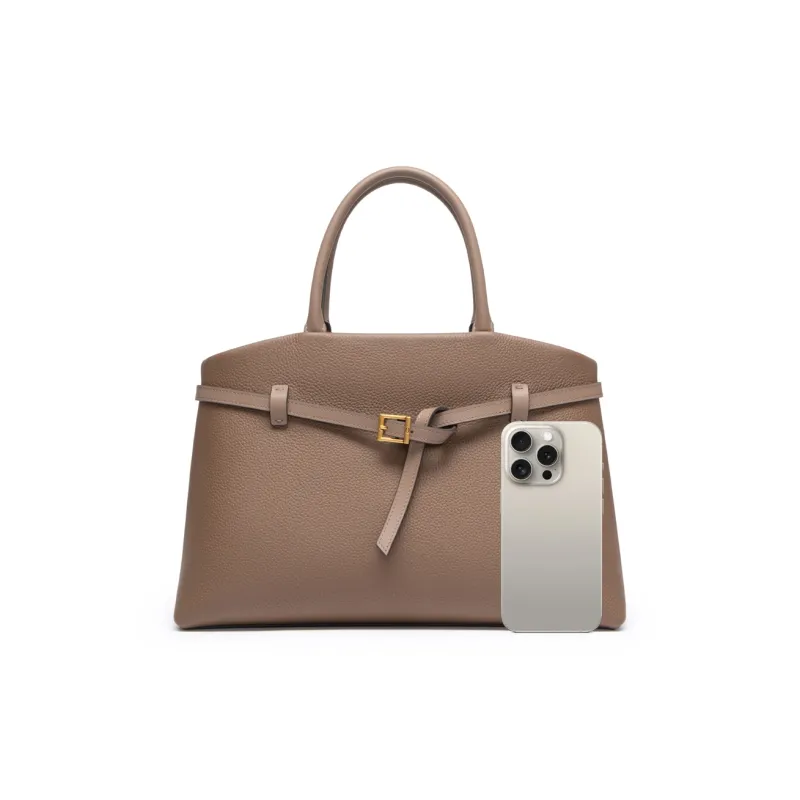 Chrisdien Deny Cow Leather Kelly Bag Handbags Women's Elephant Gray/Black-8
