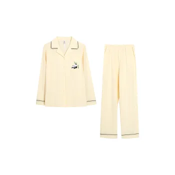 Red Beans At Home Pajama Set Women's Vanilla White
