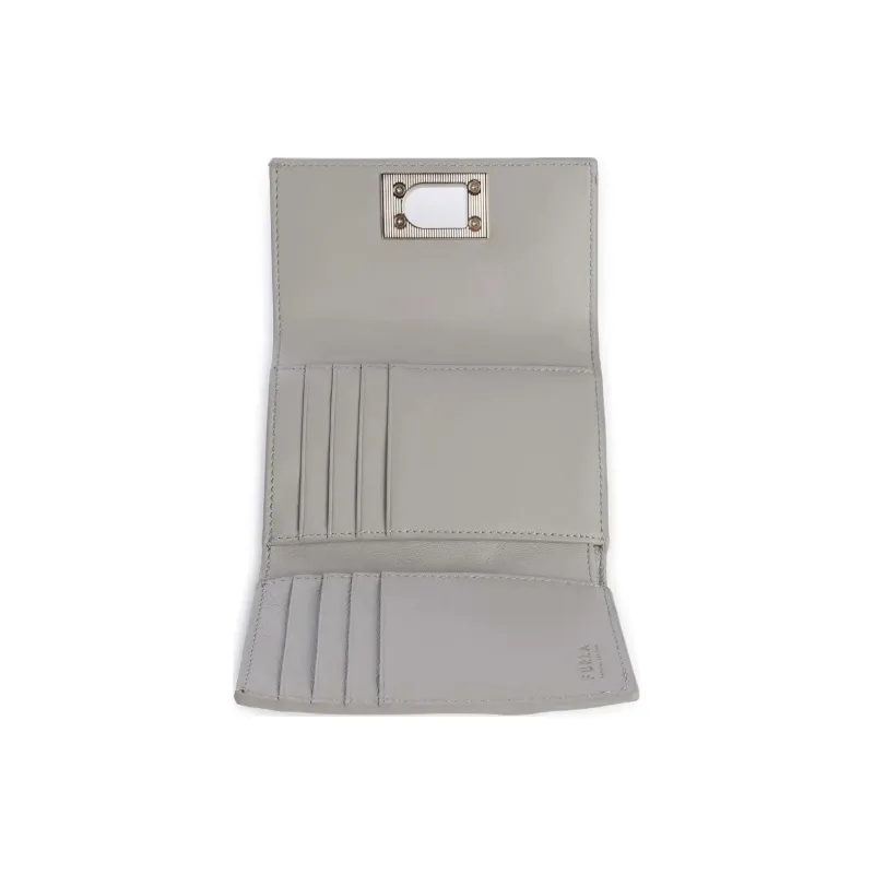 Furla 1927 Collection Grain Leather Wallet Medium Size Women's Light Gray-3