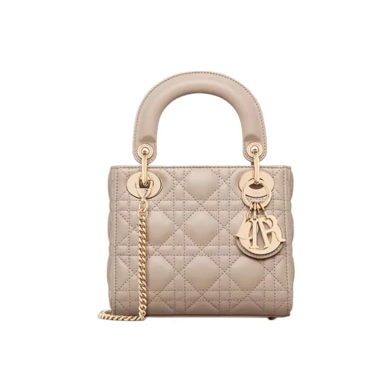 DIOR Lady Dior Lambskin Lady Dior Bag, Shoulder Bag, Crossbody Bag, Handbag Mini Women's Warm Taupe-0