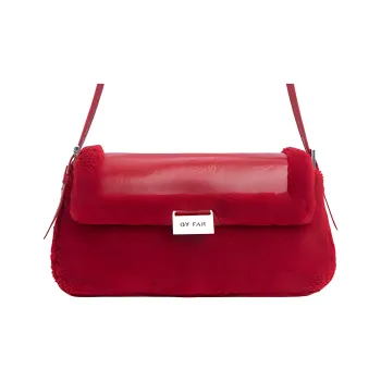 By Far Matilda Sheepskin Crossbody One Shoulder Handbags Women's Red