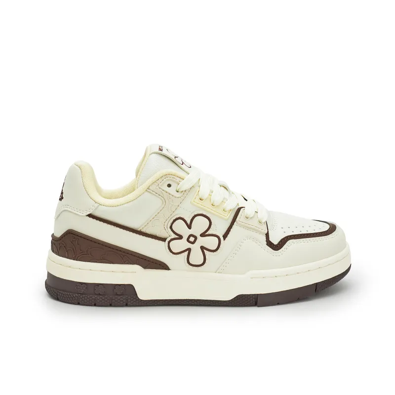 WE FLOWER Skateboard Shoes Unisex Low Top Brown/White-1