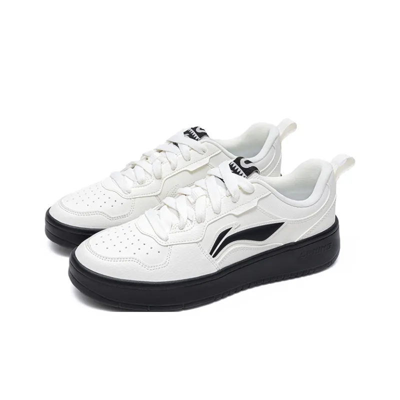 LiNing Lightweight Breathable Slip-Resistant Low-Top Skateboard Shoes Women's Ivory Black-2