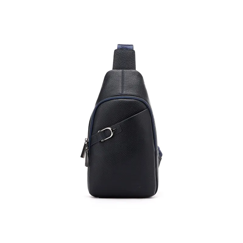 RED DRAGONFLY Cow Leather Sling Bag Men's Black/Royal Blue-5