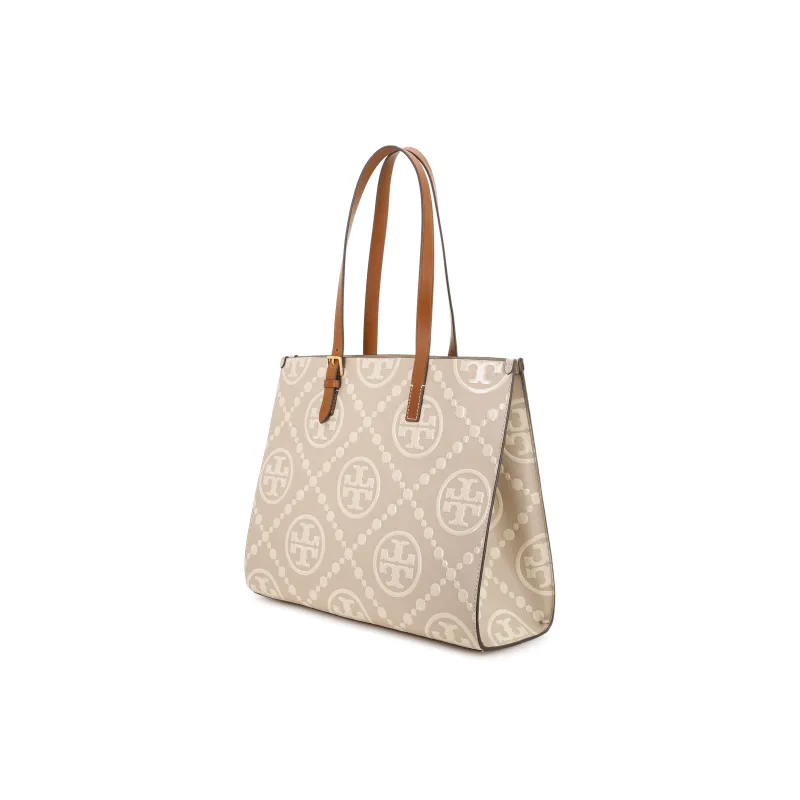 TORY BURCH T Monogram Contrast Embossed Tote Logan/New Cream-1