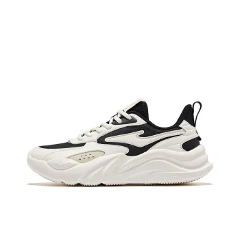 Erke Qiao Shape Wear Resistant Slip Resistant Low Top Casual Shoes Women's Jet Black Microcrystal White