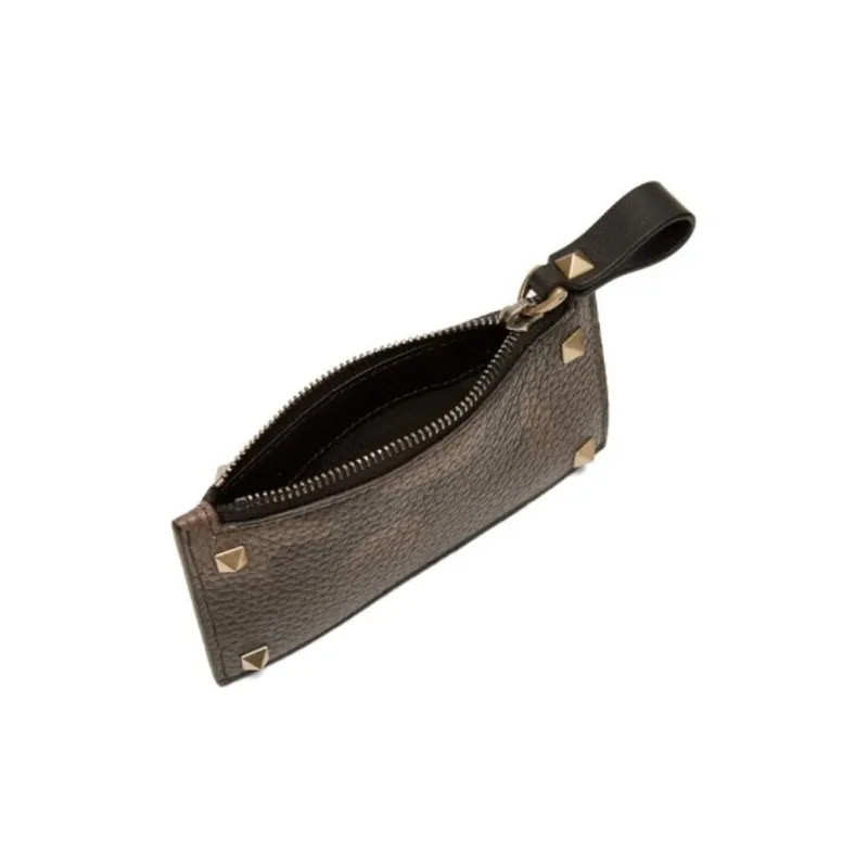Valentino Rockstud Leather Card Holder Unisex Camouflage-2