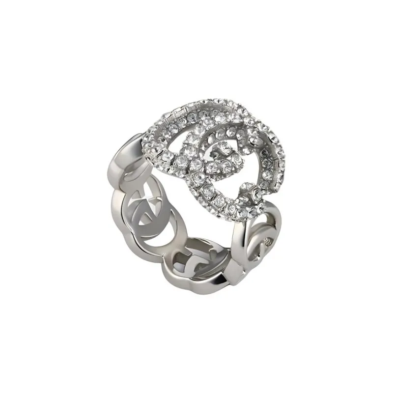GUCCI Metal, Crystal Rings Women's Silver-2