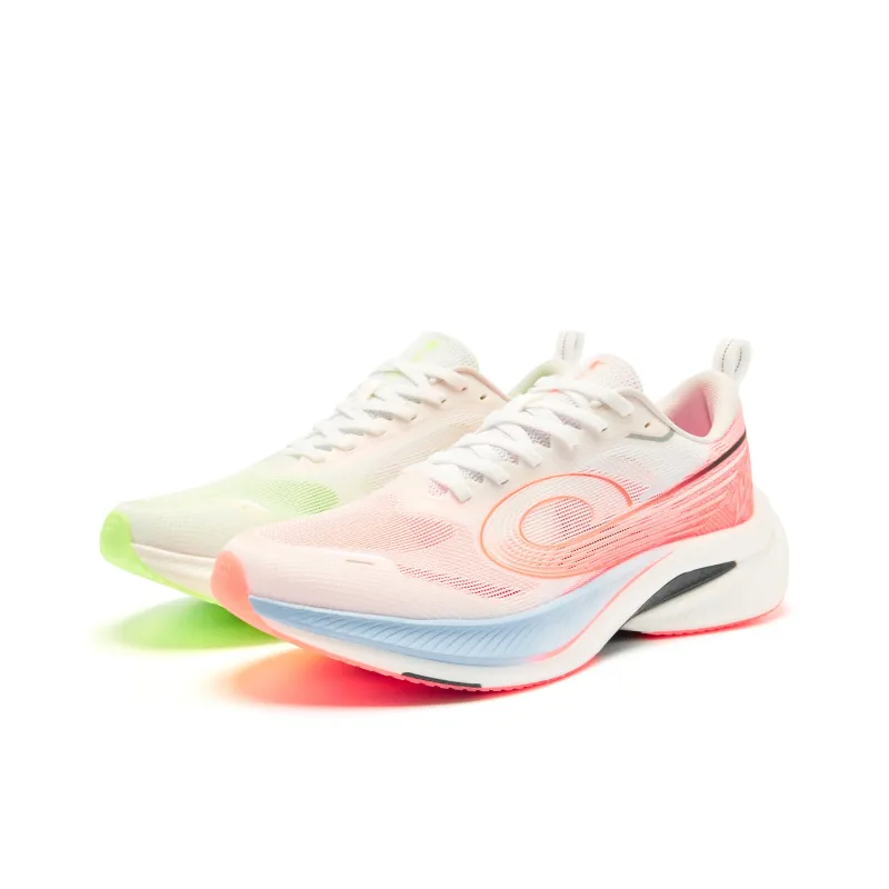 QIAODAN Cushioned Slip-Resistant Abrasion-Resistant Low-Top Casual Running Shoes Men's Pink Green Mismatched-0