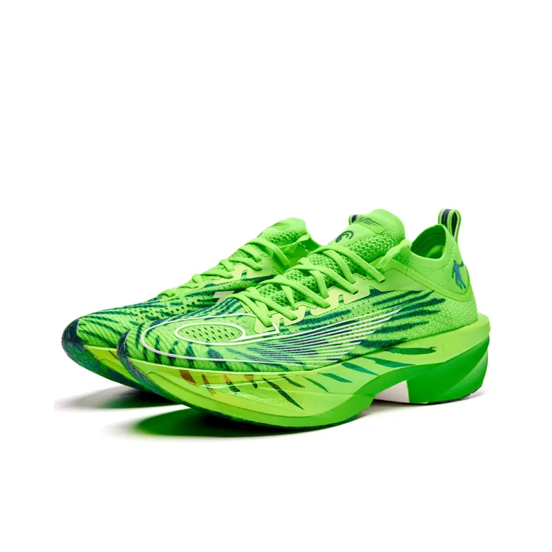 QIAODAN Feiying Plaid 2.0 Running Shoes Men Low Top Shiny Green/Abyss Green-2