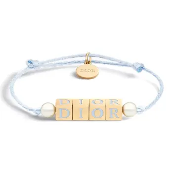 DIOR Resin, Pearl, Metal, Cotton Bracelets Women's Blue