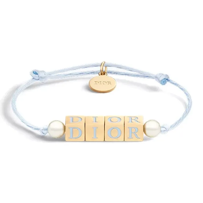 DIOR Resin, Pearl, Metal, Cotton Bracelets Women's Blue-0