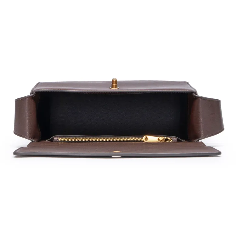 Chrisdien Deny Cow Leather Small Square Bag Shoulder Bag Shoulder Bag Regular Women's Coffee/Light Brown/Black-3
