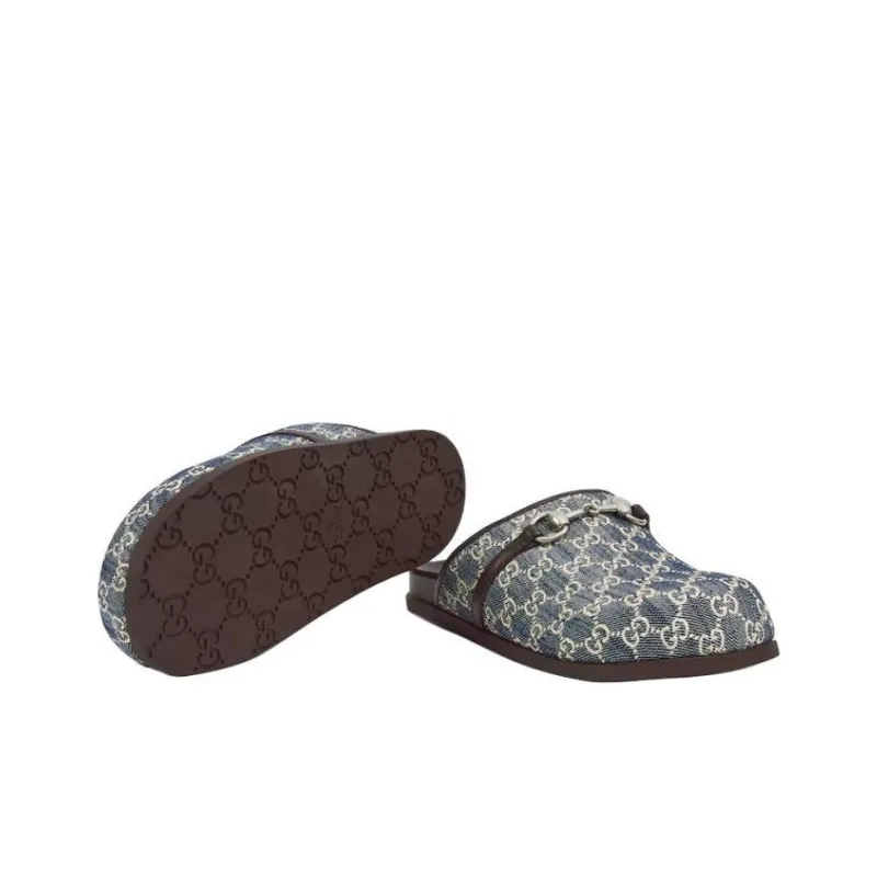 GUCCI Quiet Wrap-toe Slippers Men's Blue-5