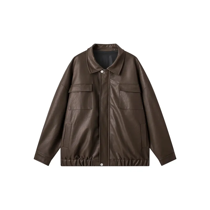 LUYUSHANYU Jacket Rugged Leather Jacket Unisex-4