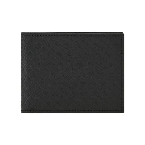 FERRAGAMO Embossed Calfskin Wallet Men's Black