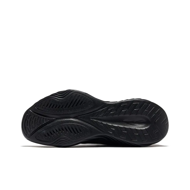 Erke Cushioning Rebound Wear Resistant Breathable Low Top Running Shoes Men's Jet Black-3