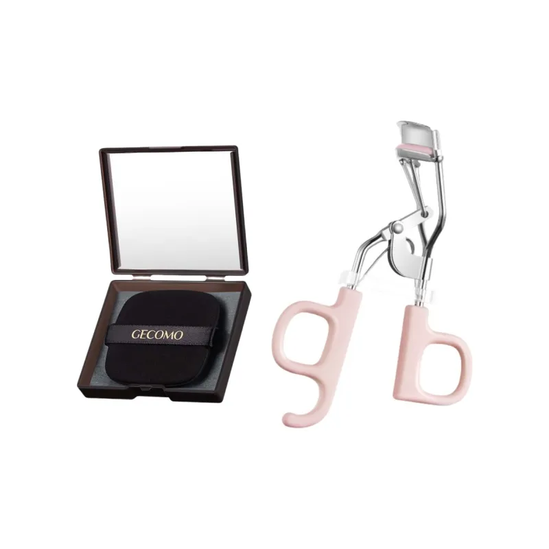 GECOMO One Click Flower Eyelash Curler+Oil Absorbing Paper Combo, Built in Mirror Powder Puff, Makeup Tool-4