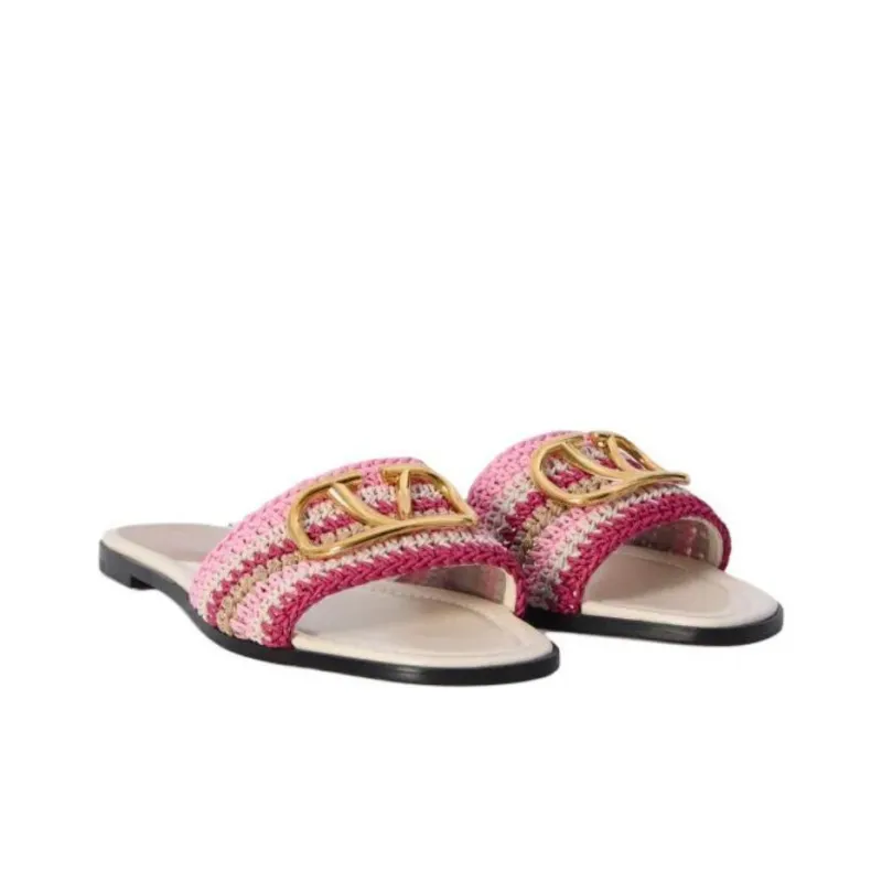 Valentino VLogo Signature Slide Slippers Women's Pink-2