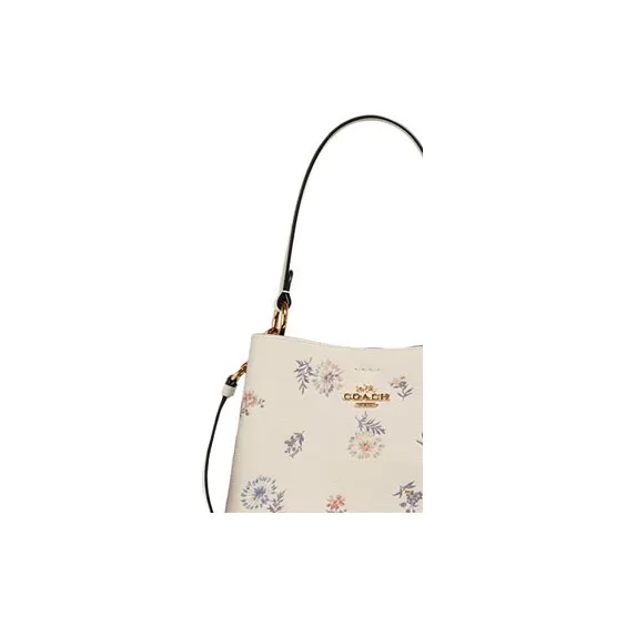 COACH Town Polished Pebbled Leather Bucket Bag Portable Crossbody Bag Shoulder Bag Women's White Print-4