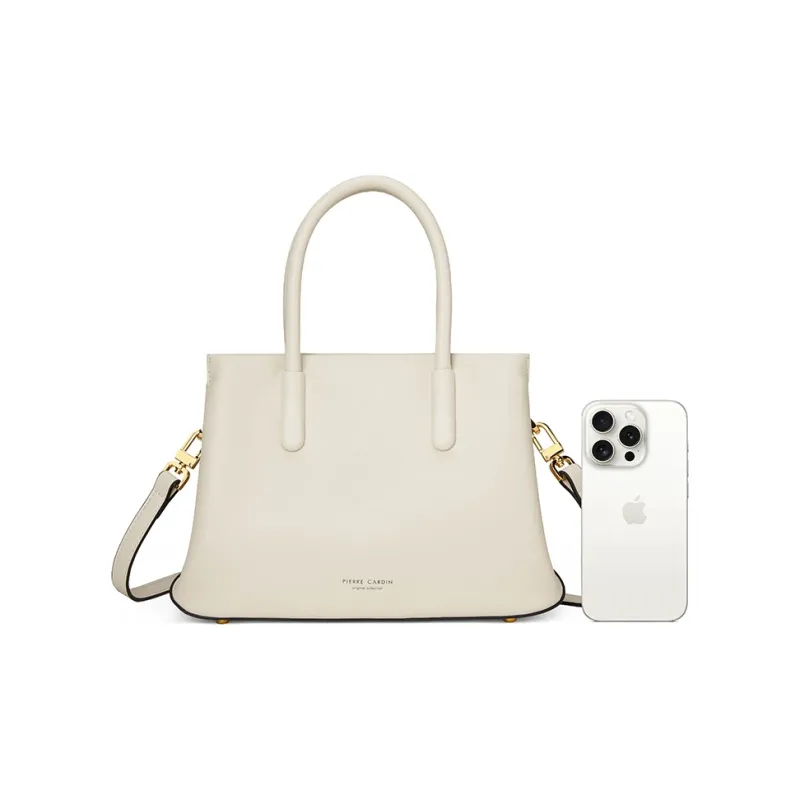 PIERRE CARDIN Cow Leather One Shoulder Handbag Women's Ecru/Brown-3