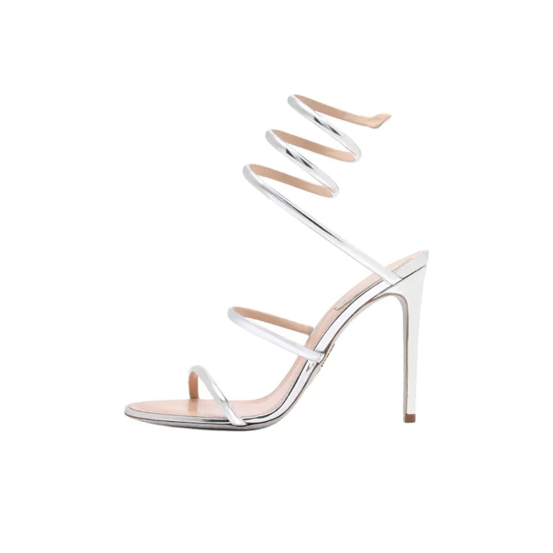 RENE CAOVILLA Cleo One Strap Sandals 10.5cm Women's Silver-0
