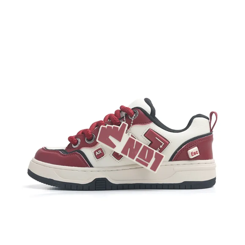 Nam Po Wan x Jifffly Slip-Resistant Water-Resistant Balance Low-Top Skateboard Shoes Unisex Beige Burgundy-0
