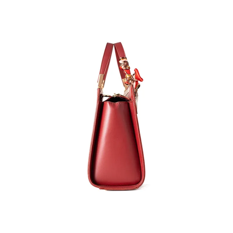 Vigno Synthetic Leather Tote Shoulder Bag Crossbody Bag Handbag Regular Women's Red-9