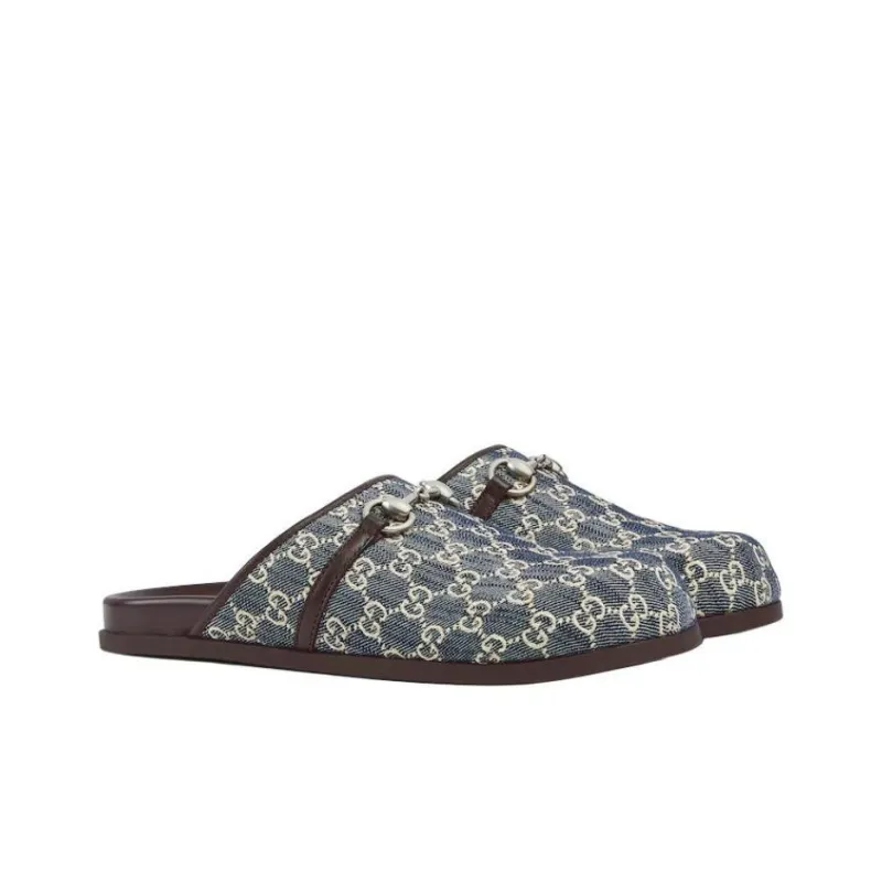 GUCCI Quiet Wrap-toe Slippers Men's Blue-2