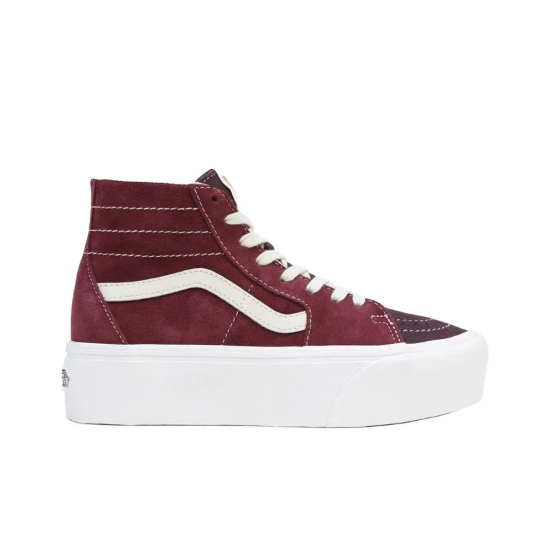 Vans Sk8-Hi Anti-Slip Wear-Resistant Mid-Top Skateboard Shoes Women's Red-1