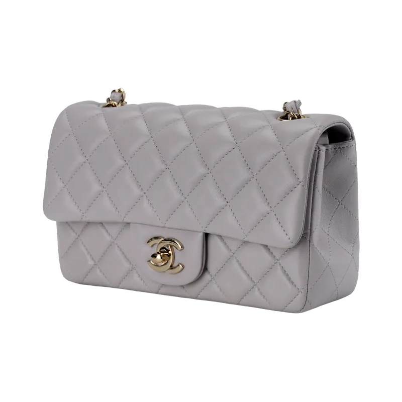 CHANEL Classic Flap CF Lambskin Shoulder Bag, Crossbody Bag Mini Women's Gray-1