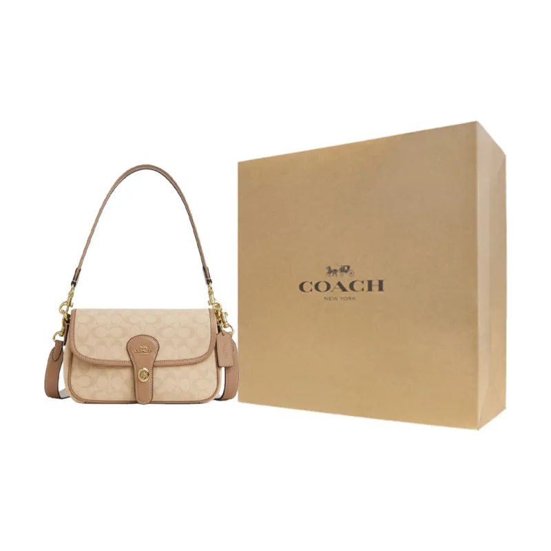 COACH Hadley Fabric Portable Crossbody Bag Shoulder Bag Women's Dark Natural-5