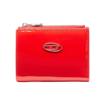 DIESEL Cow Leather Wallet Small Size Women's Red