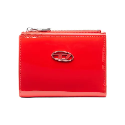 DIESEL Cow Leather Wallet Small Size Women's Red