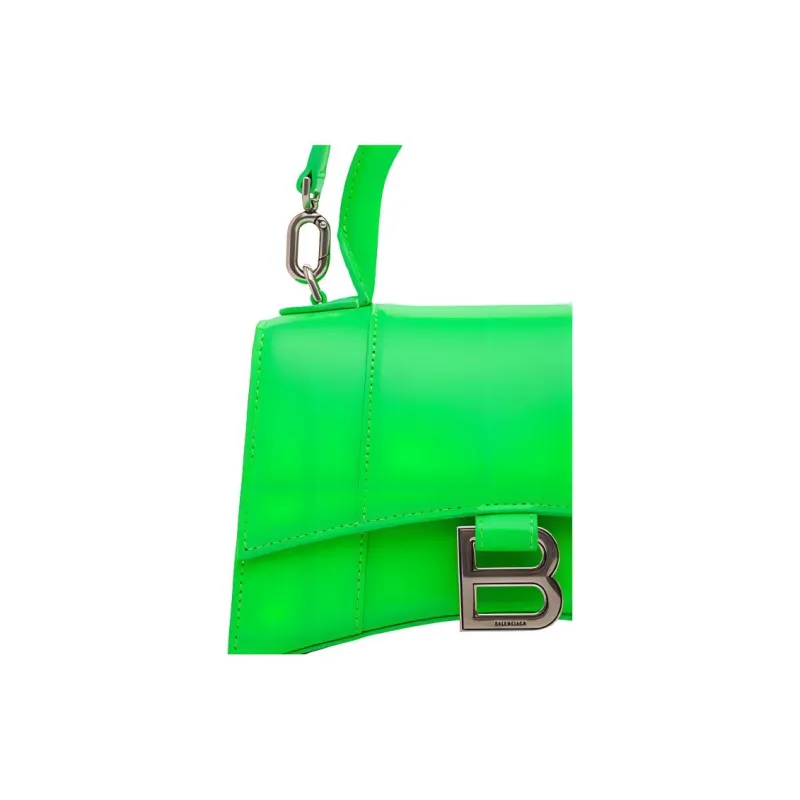 Balenciaga Hourglass Smooth Calfskin Hourglass Bag, Shoulder Bag, Crossbody Bag, Handbag Extra Small Women's Neon Green-2
