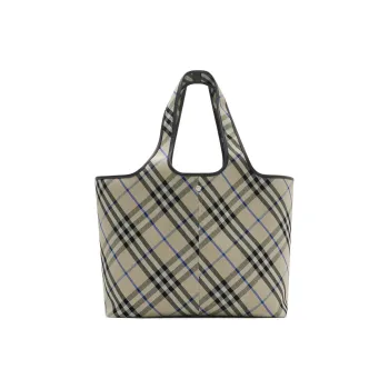 Burberry Cotton Tote Bag, Shopping Bag, Shoulder Bag Medium Size Women's Blue & Gray