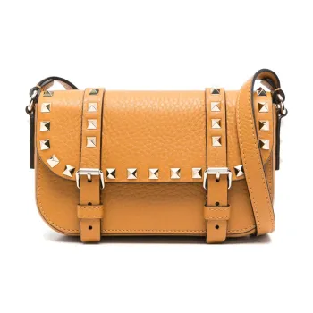 Valentino Rockstud Calfskin Shoulder Bag Mini Women's Caramel Brown