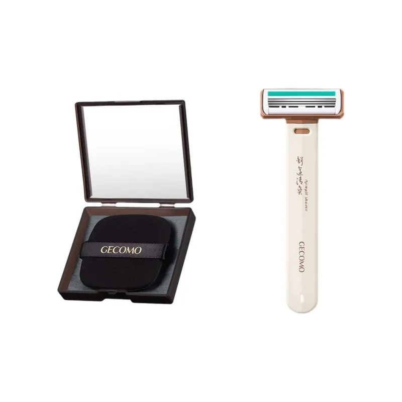 GECOMO Pain Free Armpit Hair Trimmer+Oil Absorbing Paper Combination, Built in Mirror Powder Puff, Makeup Tool-3
