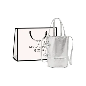 Marino Orlandi Cow Leather Bonded Synthetic Leather Shoulder Bags Handbags Regular Women's Silver