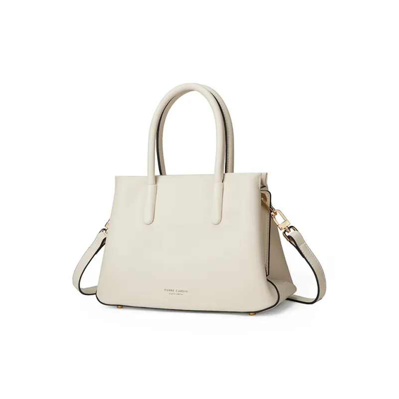 PIERRE CARDIN Cow Leather One Shoulder Handbag Women's Ecru/Brown-1